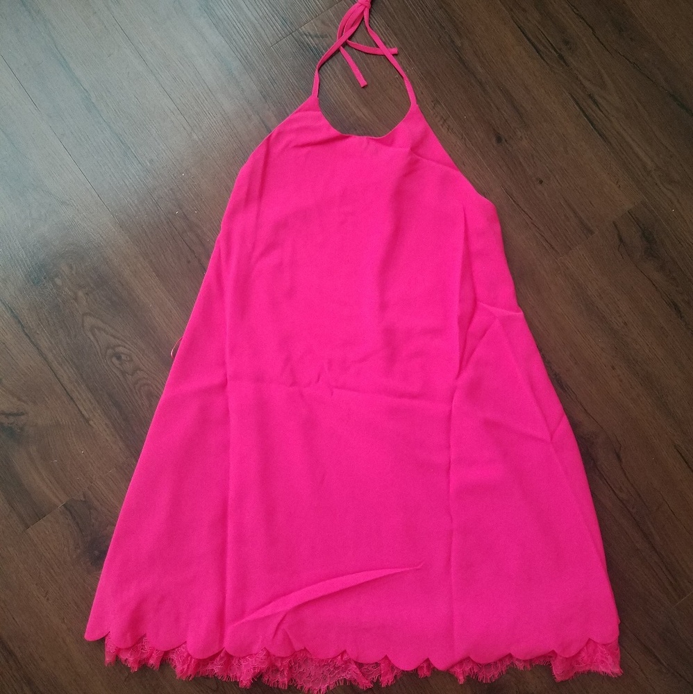 Bright Pink Halter Dress